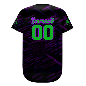 Camiseta de béisbol personalizada negra y morada con degradado uniformes de equipo personalizados con nombre y número