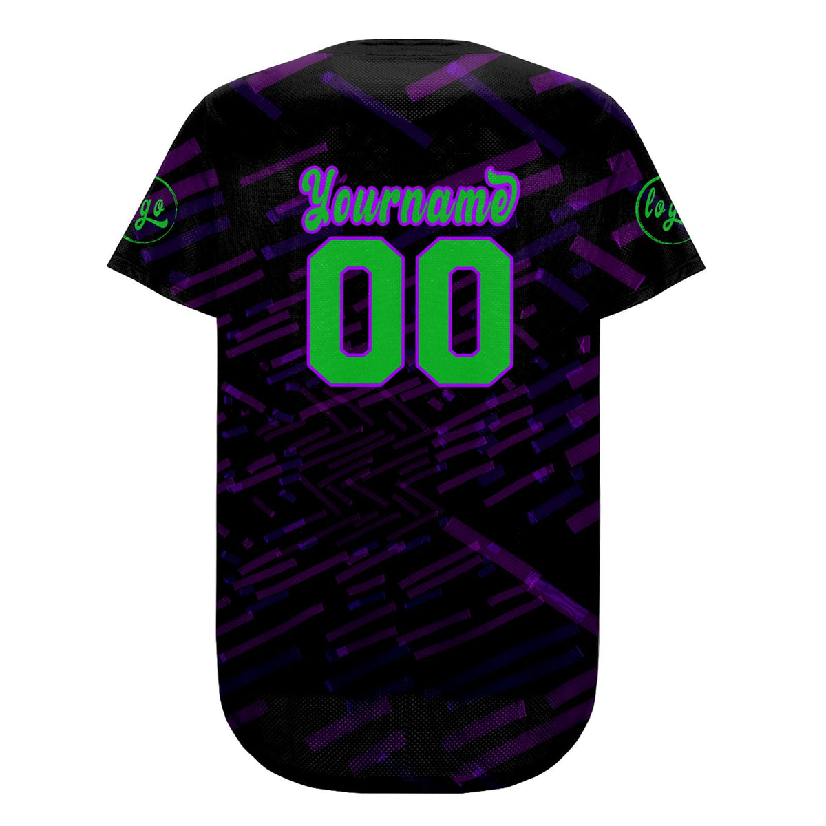 Camiseta de béisbol personalizada negra y morada con degradado uniformes de equipo personalizados con nombre y número