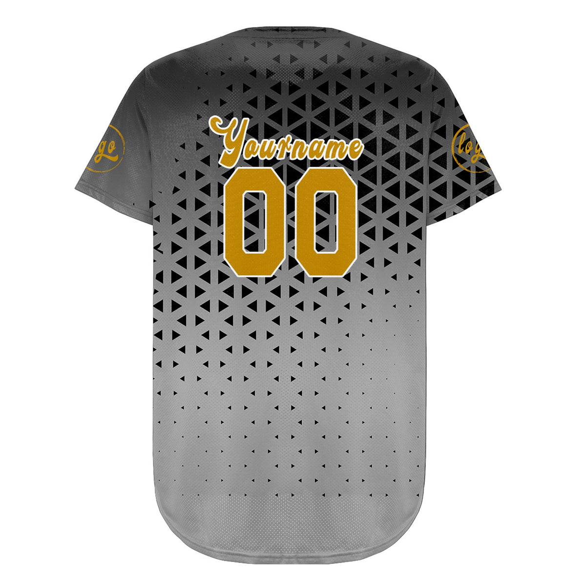 Camiseta de béisbol personalizada negra y dorada antigua con dise?o degradado uniformes de equipo con nombre y número