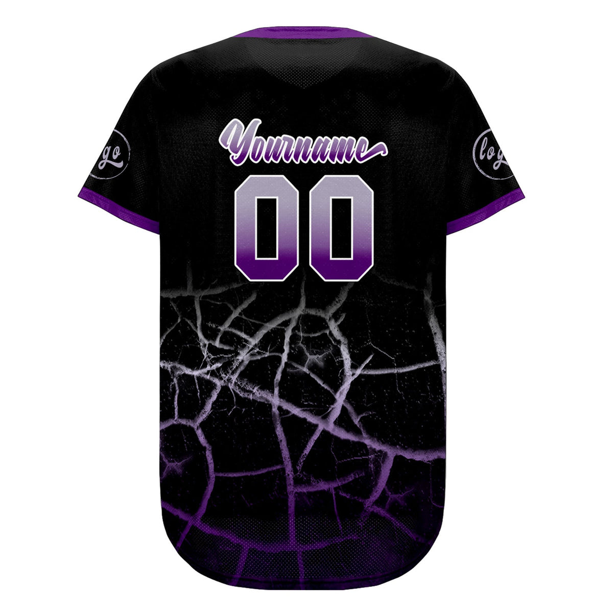 Camiseta de béisbol personalizada negra morada y gris con degradado uniformes de equipo personalizados con nombre y número