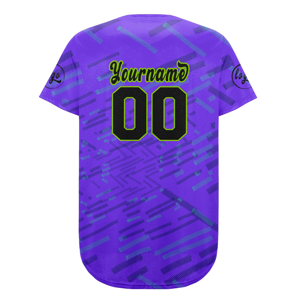 Camiseta de béisbol personalizada en color morado y verde con degradado uniformes de equipo personalizados con nombre y número