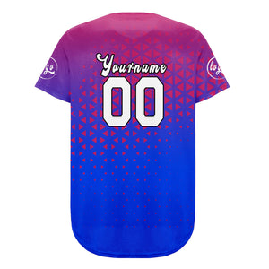 Camiseta de béisbol personalizada roja y azul con degradado uniformes de equipo con nombre y número
