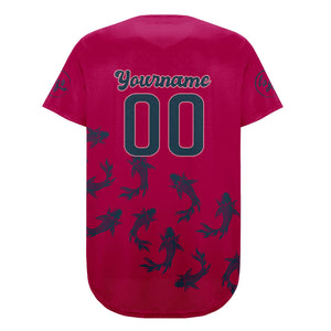 Camiseta de béisbol personalizada rosa brillante azul oscuro con degradado uniformes de equipo personalizados con nombre y número
