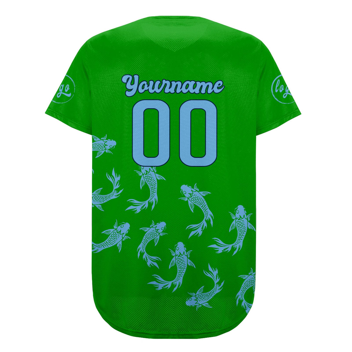 Camiseta de béisbol personalizada verde y azul con degradado uniformes de equipo con nombre y número