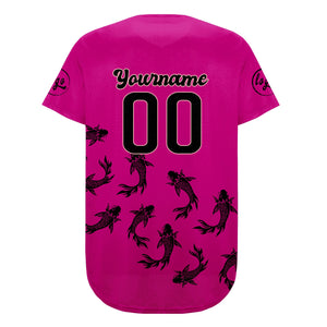 Camiseta de béisbol personalizada rosa y negra con degradado uniformes de equipo personalizados con nombre y número