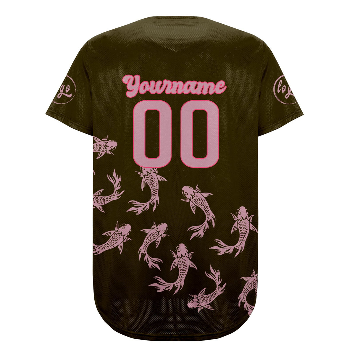 Camiseta de béisbol personalizada en verde oliva y rosa claro con degradado uniformes de equipo personalizados con nombre y número
