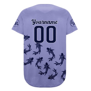 Camiseta de béisbol personalizada color morado claro y morado oscuro con degradado uniformes de equipo personalizados con nombre y número