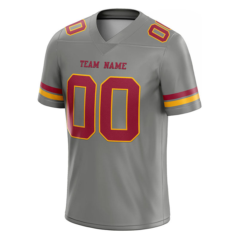 customized authentic football jersey gray red -gold mesh