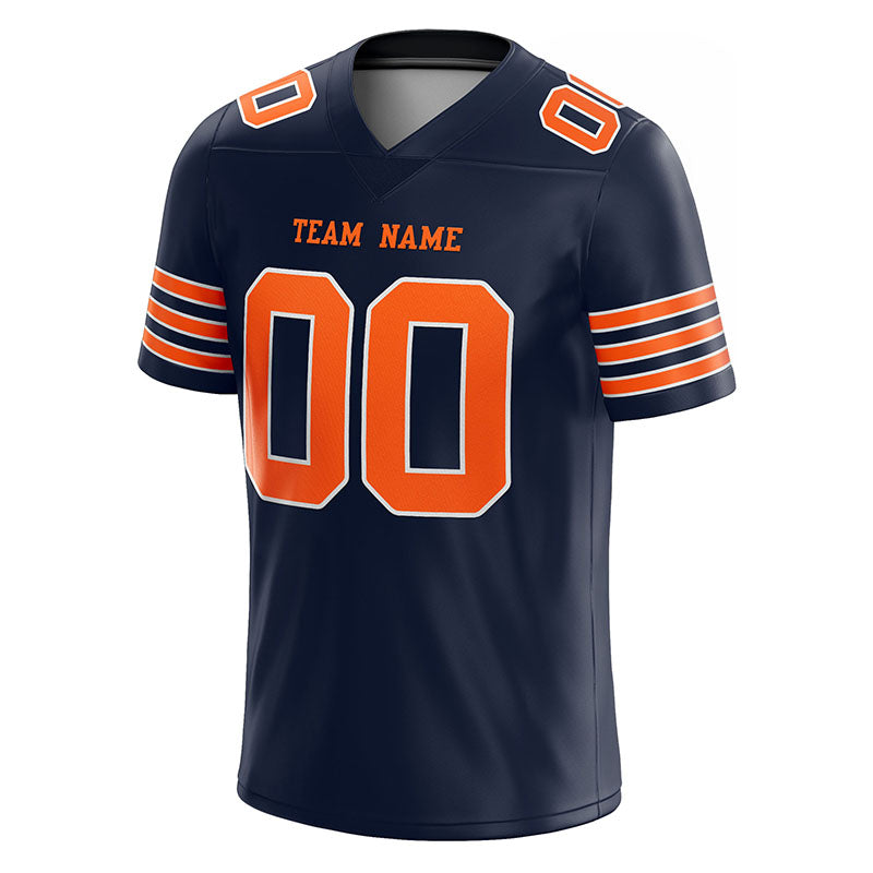 customized  authentic football jersey orange navy -white mesh