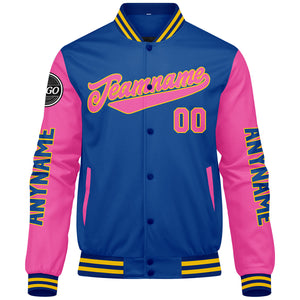Chaquetas universitarias personalizadas de color rosa real para hombres & mujeres y jóvenes & Chaquetas Letterman personalizadas
