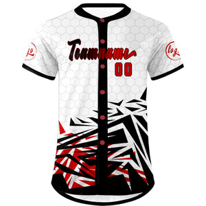 Camiseta de béisbol personalizada negra y roja con degradado uniformes de equipo con nombre y número