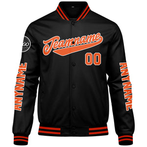 Chaquetas universitarias personalizadas negras y naranjas para hombres & mujeres y jóvenes & Chaquetas Letterman personalizadas