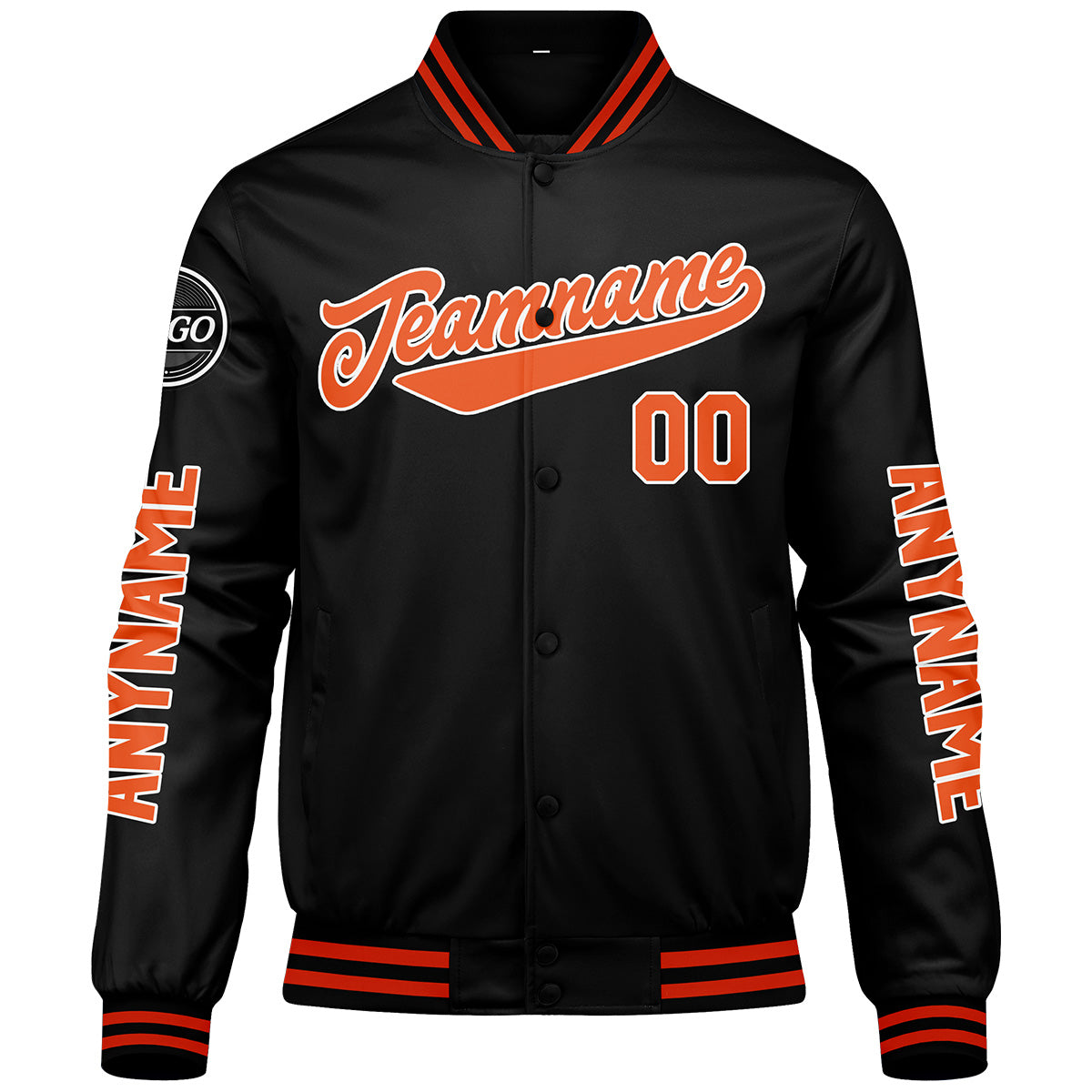 Chaquetas universitarias personalizadas negras y naranjas para hombres & mujeres y jóvenes & Chaquetas Letterman personalizadas