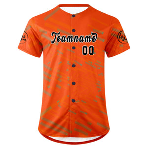 Camiseta de béisbol personalizada naranja y negra con dise?o degradado uniformes de equipo con nombre y número
