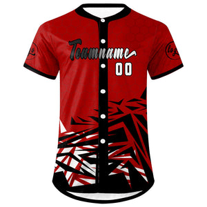 Camiseta de béisbol personalizada roja y negra con degradado uniformes de equipo con nombre y número