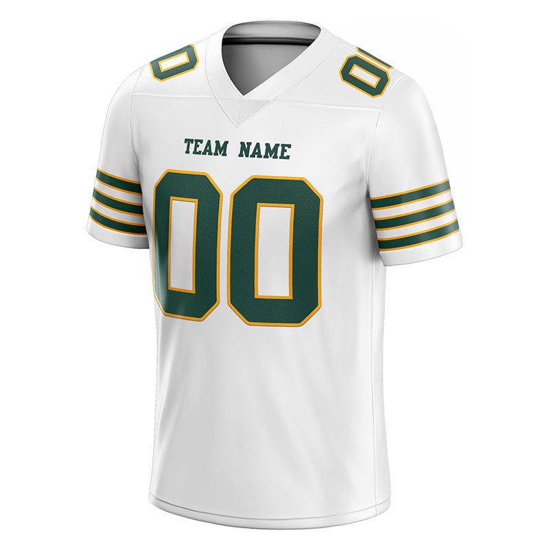 customized  authentic football jersey white green-yellow mesh