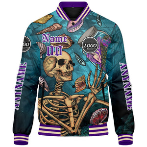 Chaquetas universitarias personalizadas en azul y morado para hombres & mujeres y jóvenes & Chaquetas estilo Letterman personalizadas