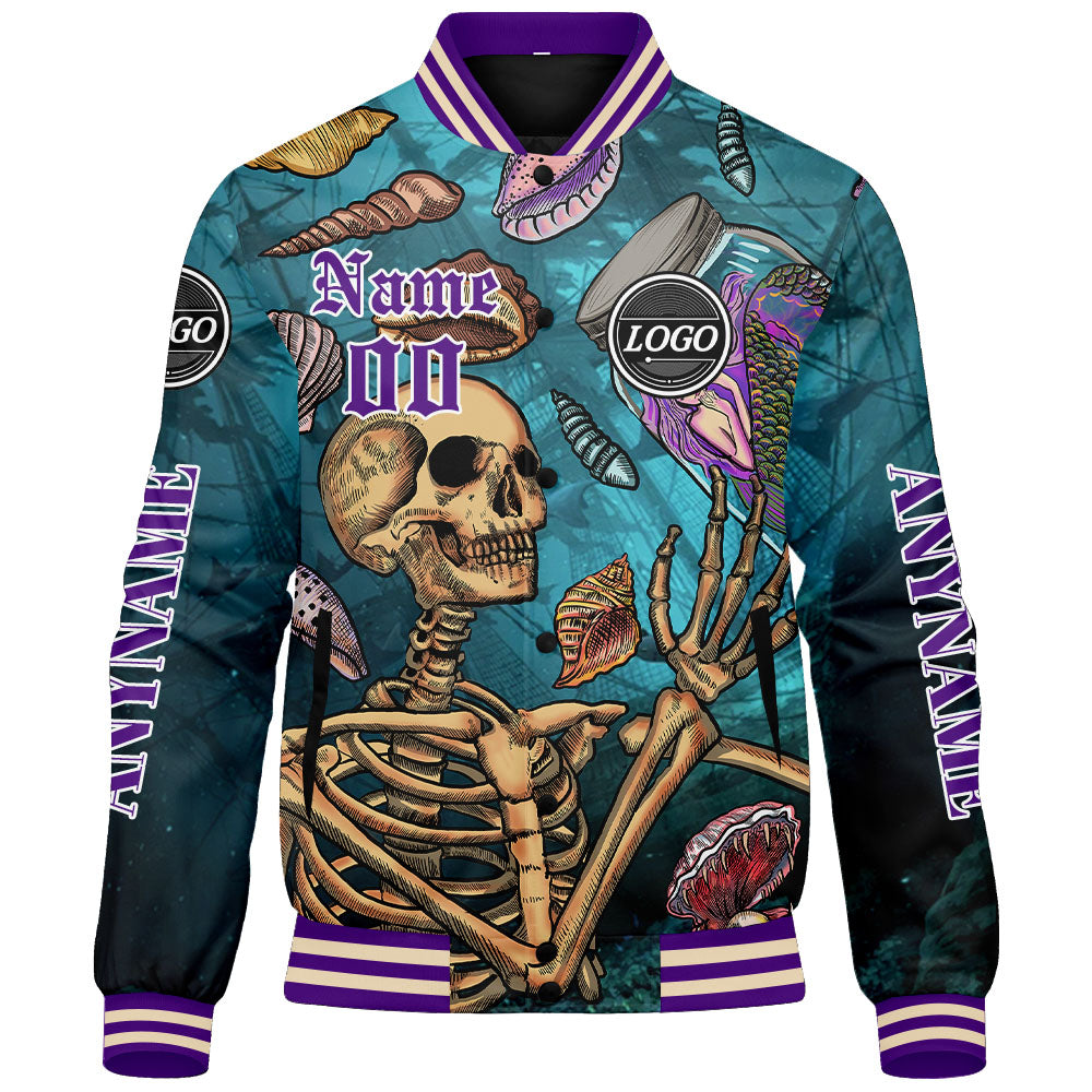 Chaquetas universitarias personalizadas en azul y morado para hombres & mujeres y jóvenes & Chaquetas estilo Letterman personalizadas
