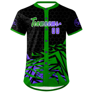 Camiseta de béisbol personalizada negra y verde con degradado uniformes de equipo con nombre y número