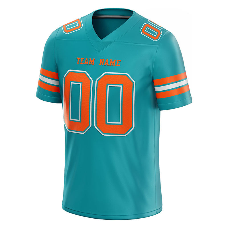 customized  authentic football jersey aqua orange-white mesh
