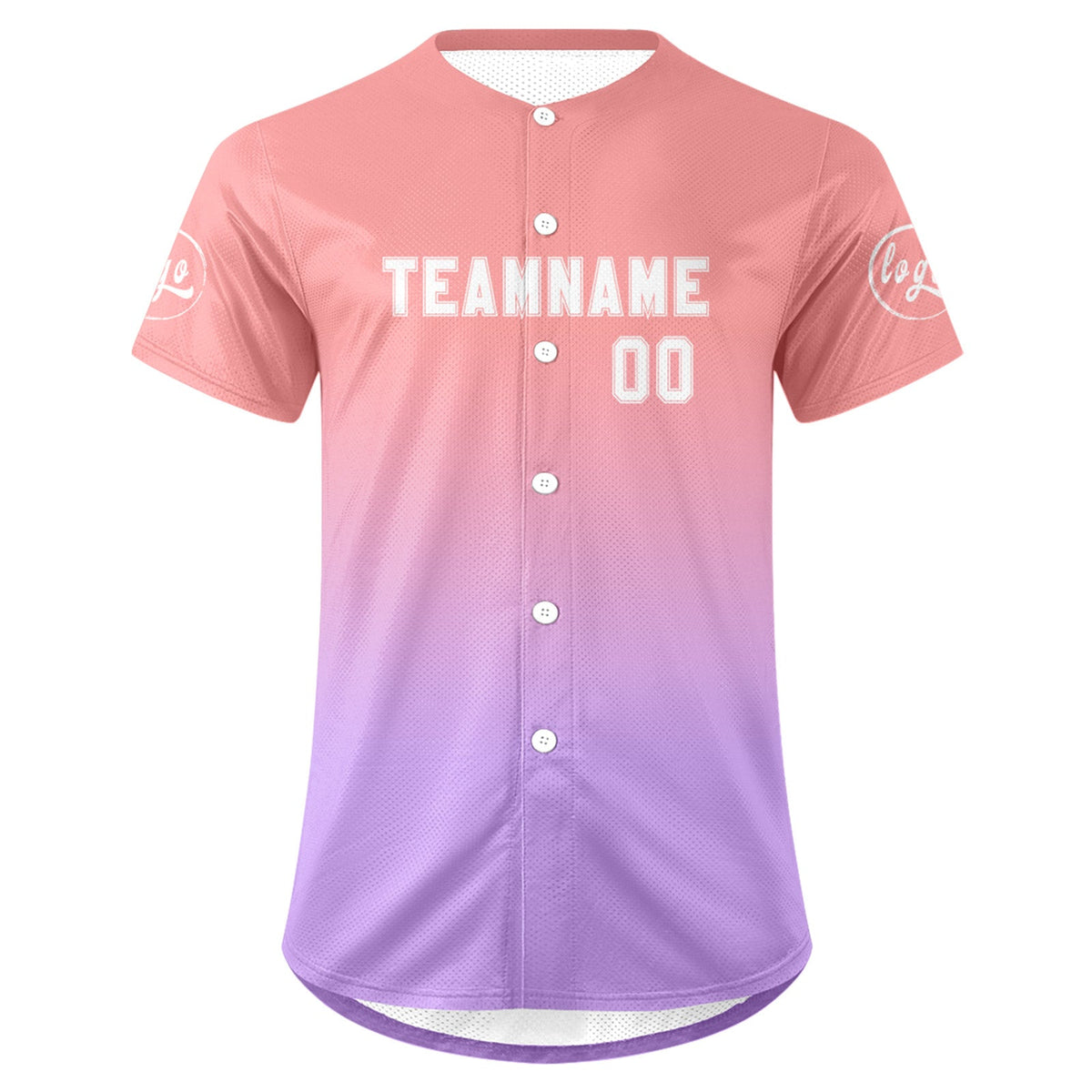 Camiseta de béisbol personalizada rosa claro-morada con degradado uniformes de equipo personalizados con nombre y número
