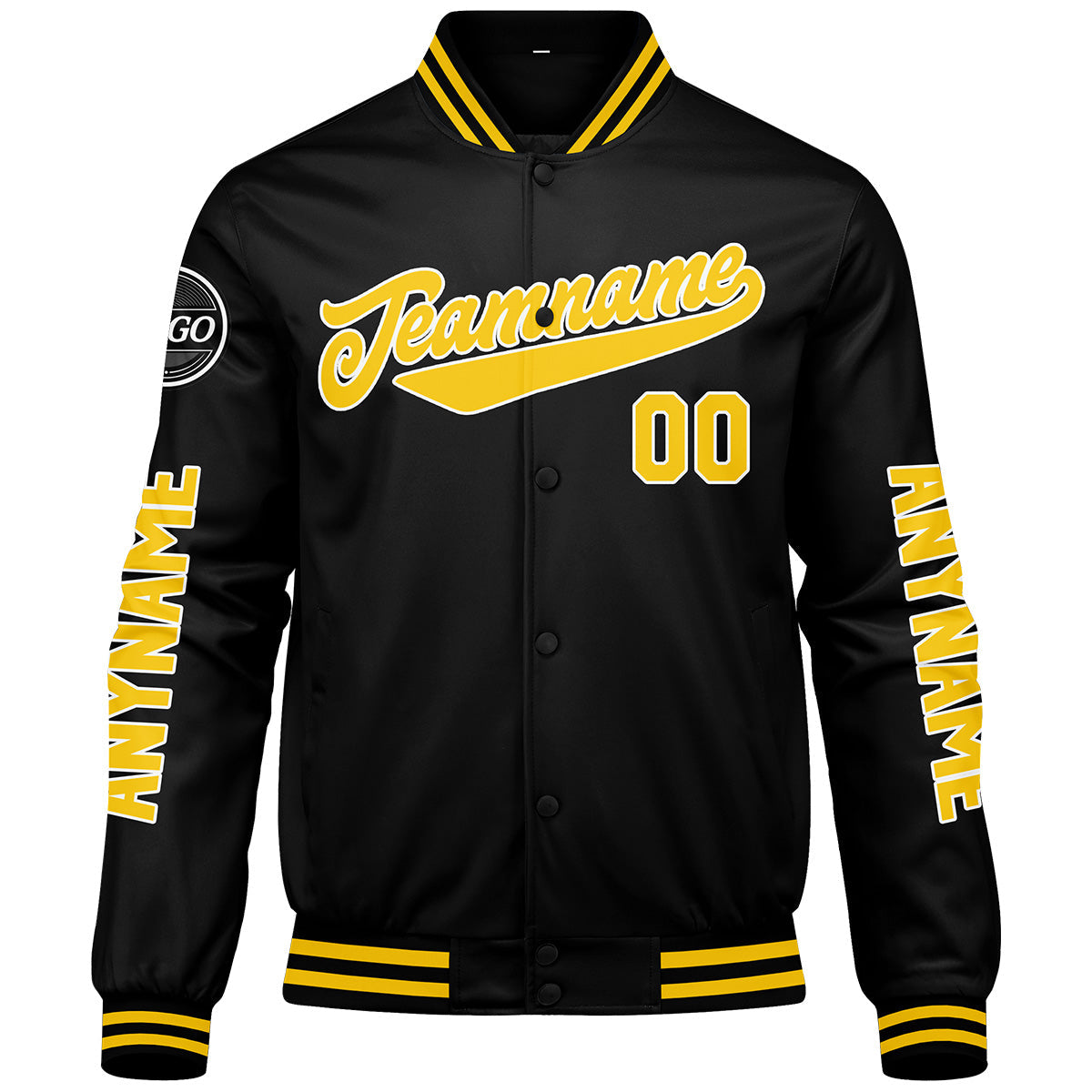 Chaquetas universitarias personalizadas negras y amarillas para hombres & mujeres y jóvenes & Chaquetas Letterman personalizadas