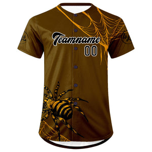 Camiseta de béisbol personalizada marrón y amarilla con degradado uniformes de equipo con nombre y número