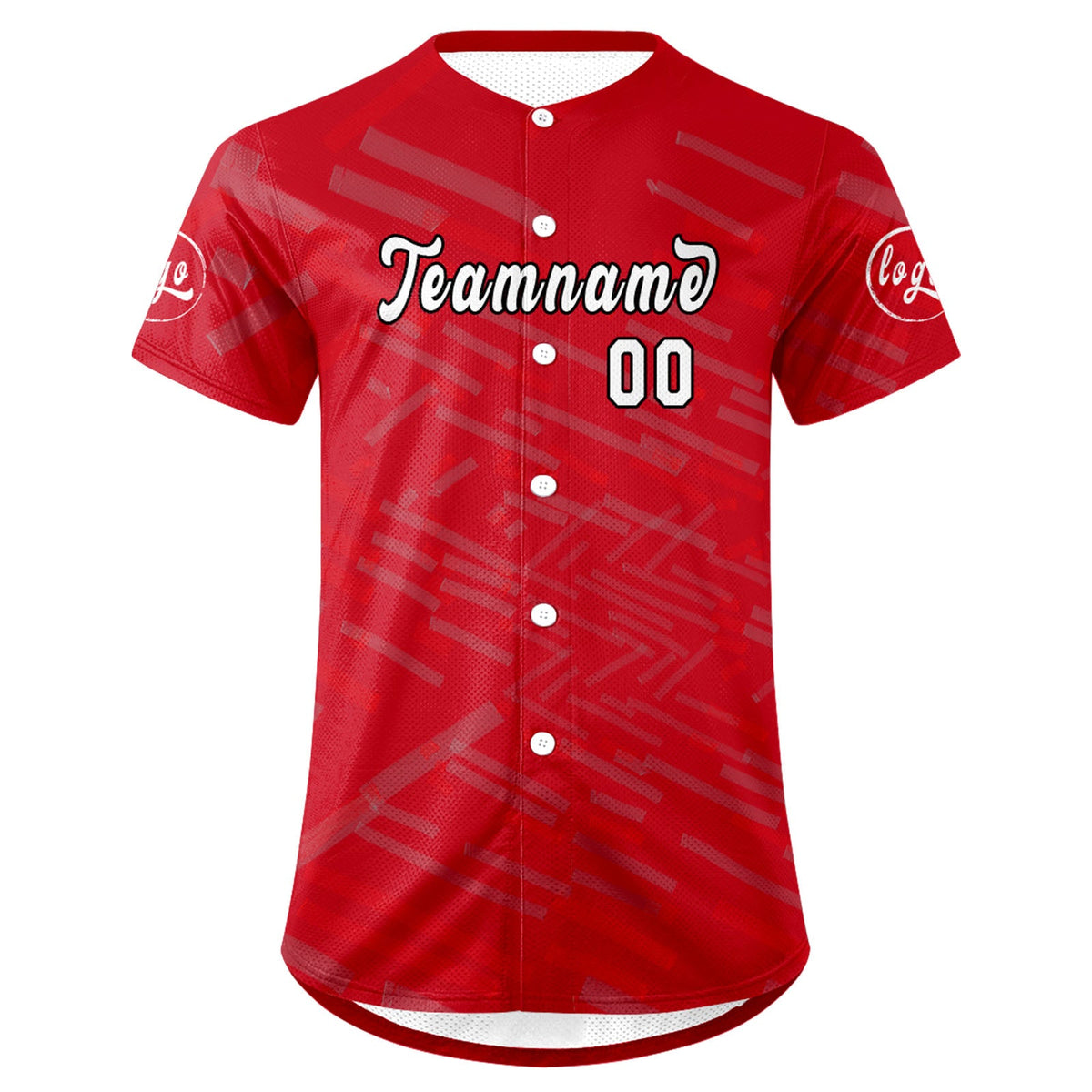 Camiseta de béisbol personalizada roja y blanca con degradado uniformes de equipo con nombre y número