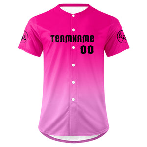 Camiseta de béisbol rosa fucsia personalizada con dise?o degradado uniformes de equipo con nombre y número