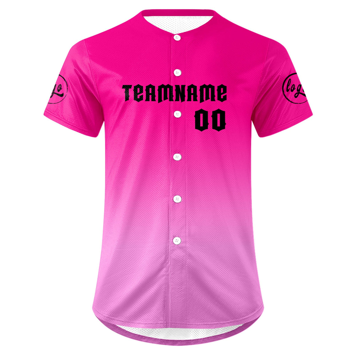 Camiseta de béisbol rosa fucsia personalizada con dise?o degradado uniformes de equipo con nombre y número
