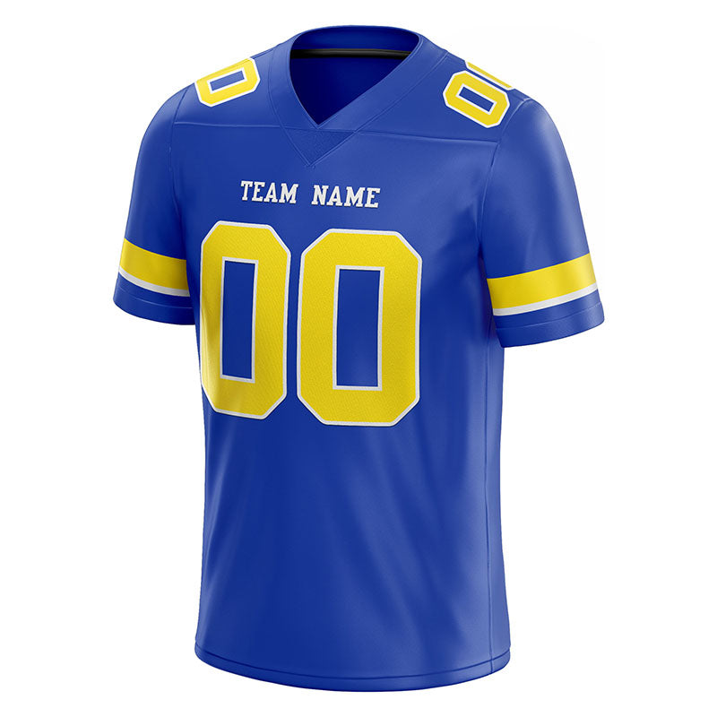 customized authentic football jersey white blue-yellow mesh