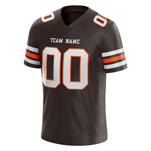 customized authentic football jersey brown white-orange mesh