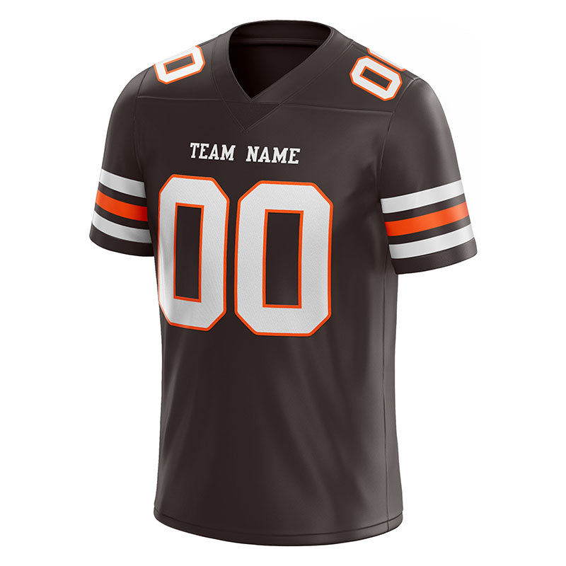 customized authentic football jersey brown white-orange mesh
