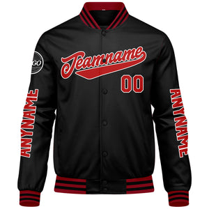 Chaquetas universitarias rojas y negras personalizadas para hombres & mujeres y jóvenes & Chaquetas Letterman personalizadas
