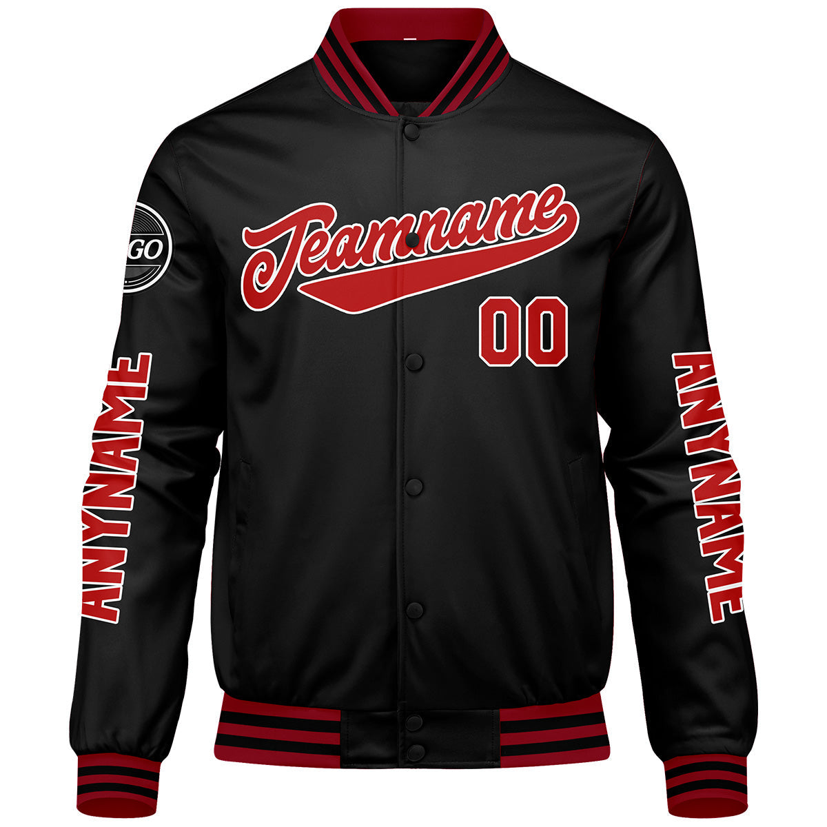 Chaquetas universitarias rojas y negras personalizadas para hombres & mujeres y jóvenes & Chaquetas Letterman personalizadas