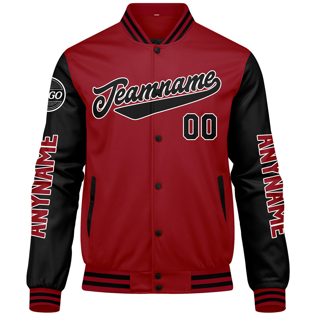 Chaquetas universitarias rojas y negras personalizadas para hombres & mujeres y jóvenes & Chaquetas Letterman personalizadas