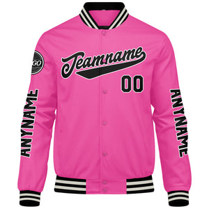 Chaquetas universitarias rosas personalizadas para hombres & mujeres y jóvenes & Chaquetas Letterman personalizadas