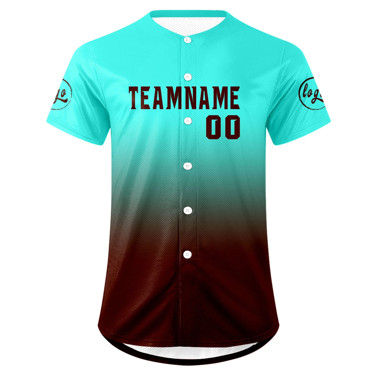 Camiseta de béisbol personalizada color cian Drake Brown con degradado uniformes de equipo personalizados con nombre y número
