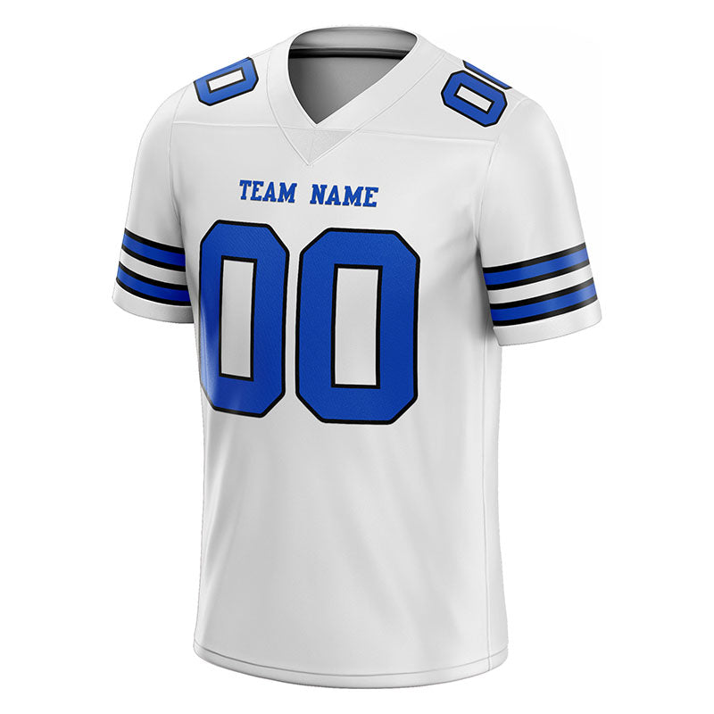 customized authentic football jersey white blue-black mesh