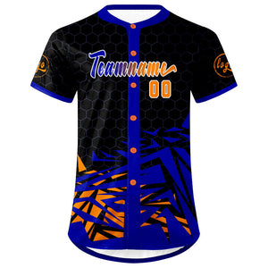 Camiseta de béisbol personalizada negra y azul con degradado uniformes de equipo con nombre y número
