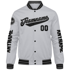 Chaquetas universitarias personalizadas en gris y negro para hombres & mujeres y jóvenes & Chaquetas Letterman personalizadas