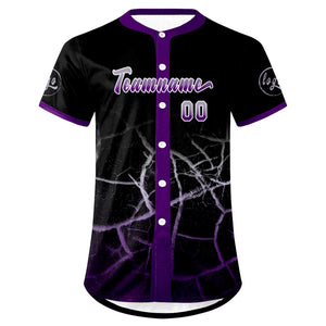 Camiseta de béisbol personalizada negra morada y gris con degradado uniformes de equipo personalizados con nombre y número