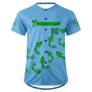 Camiseta de béisbol azul y verde personalizada con dise?o degradado uniformes de equipo con nombre y número