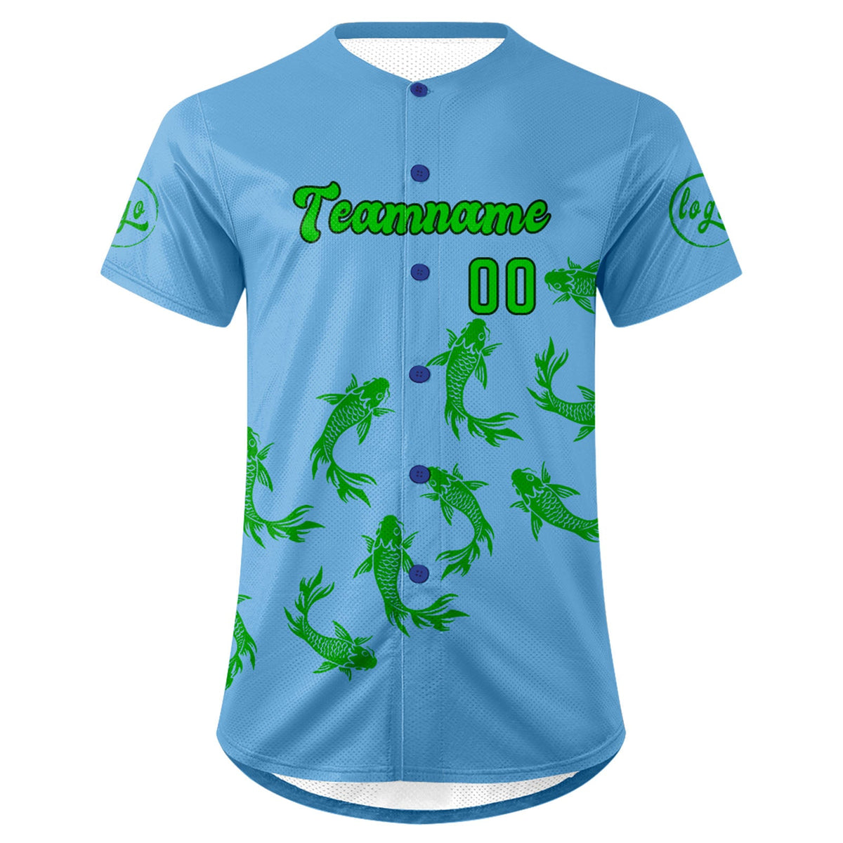 Camiseta de béisbol azul y verde personalizada con dise?o degradado uniformes de equipo con nombre y número