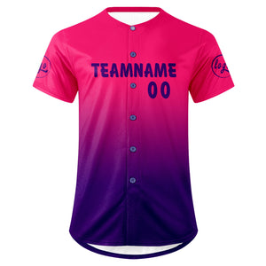 Camiseta de béisbol personalizada color fucsia con degradado uniformes de equipo personalizados con nombre y número
