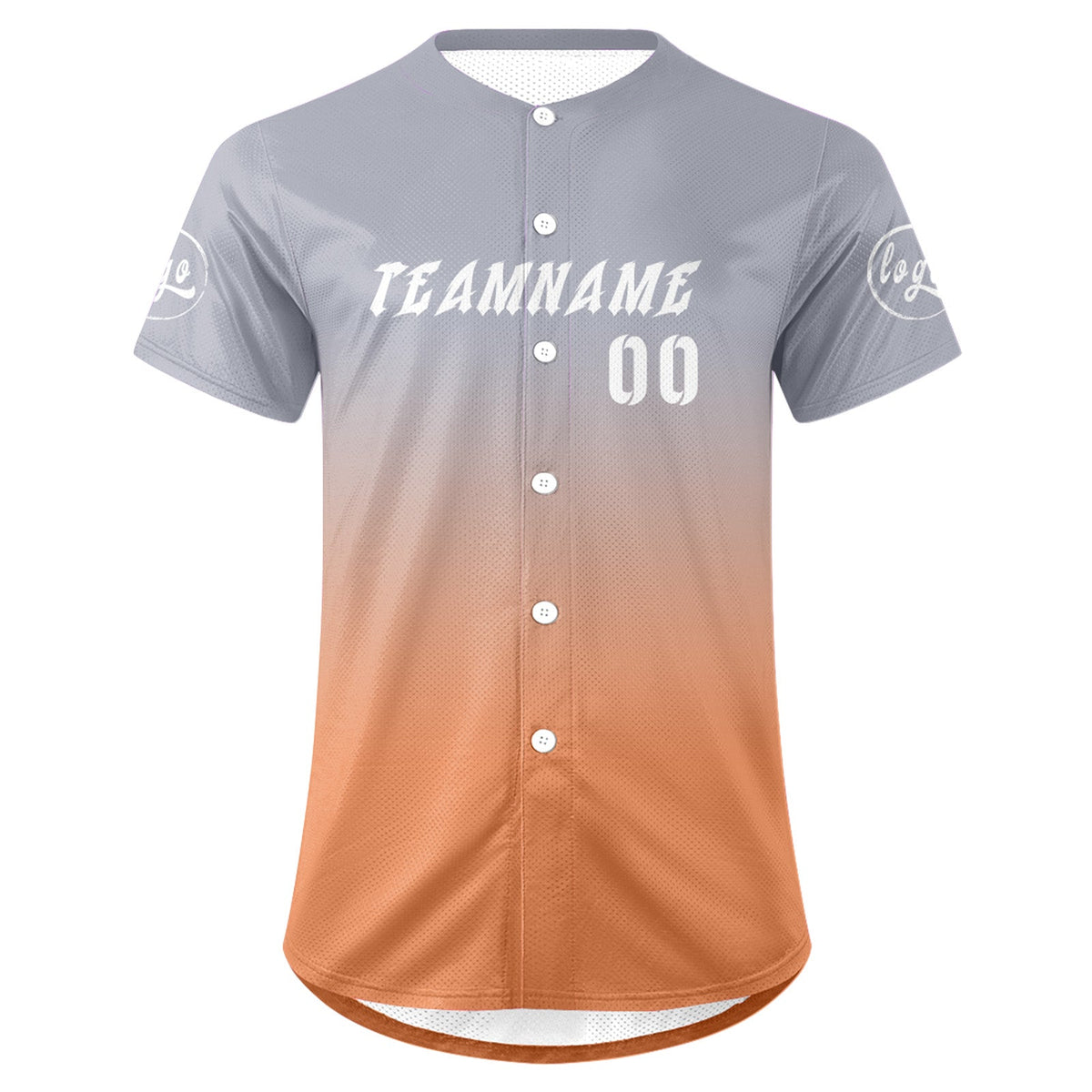 Camiseta de béisbol personalizada gris claro y naranja claro con degradado uniformes de equipo personalizados con nombre y número