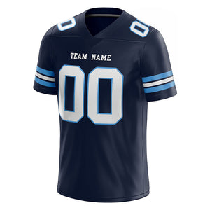 customized authentic football jersey navy white -powder blue mesh