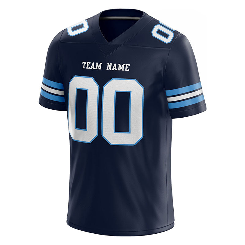 customized authentic football jersey navy white -powder blue mesh