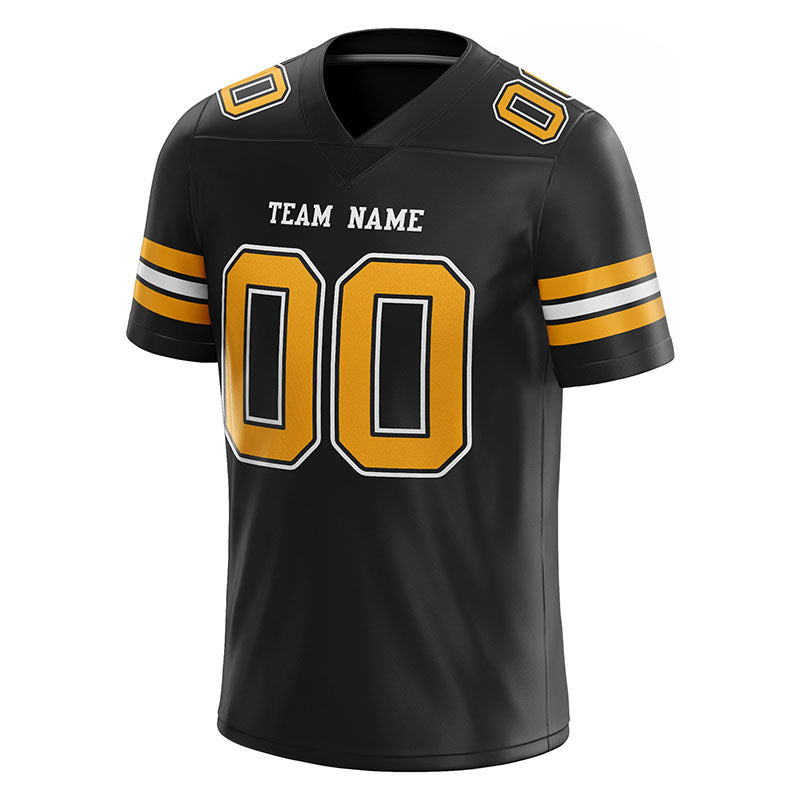 customized authentic football jersey black yellow -white mesh