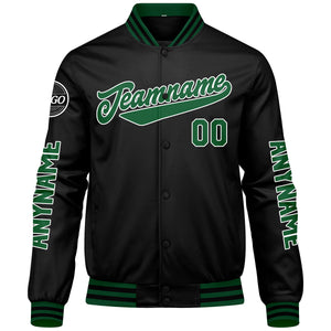 Chaquetas universitarias personalizadas en verde y negro para hombres & mujeres y jóvenes & Chaquetas Letterman personalizadas